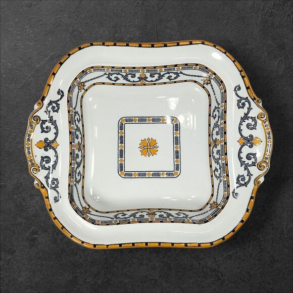 Ridgways “Classic” Gray & Mustard Scroll Covered Casserole Dish England RARE - Picture 4 of 14